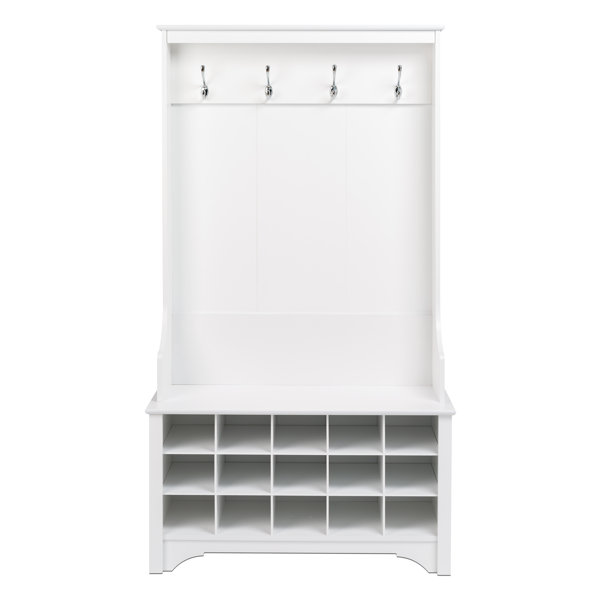 Charlton Home® Flatiron Hall Tree 38'' Wide with Bench and Shoe Storage